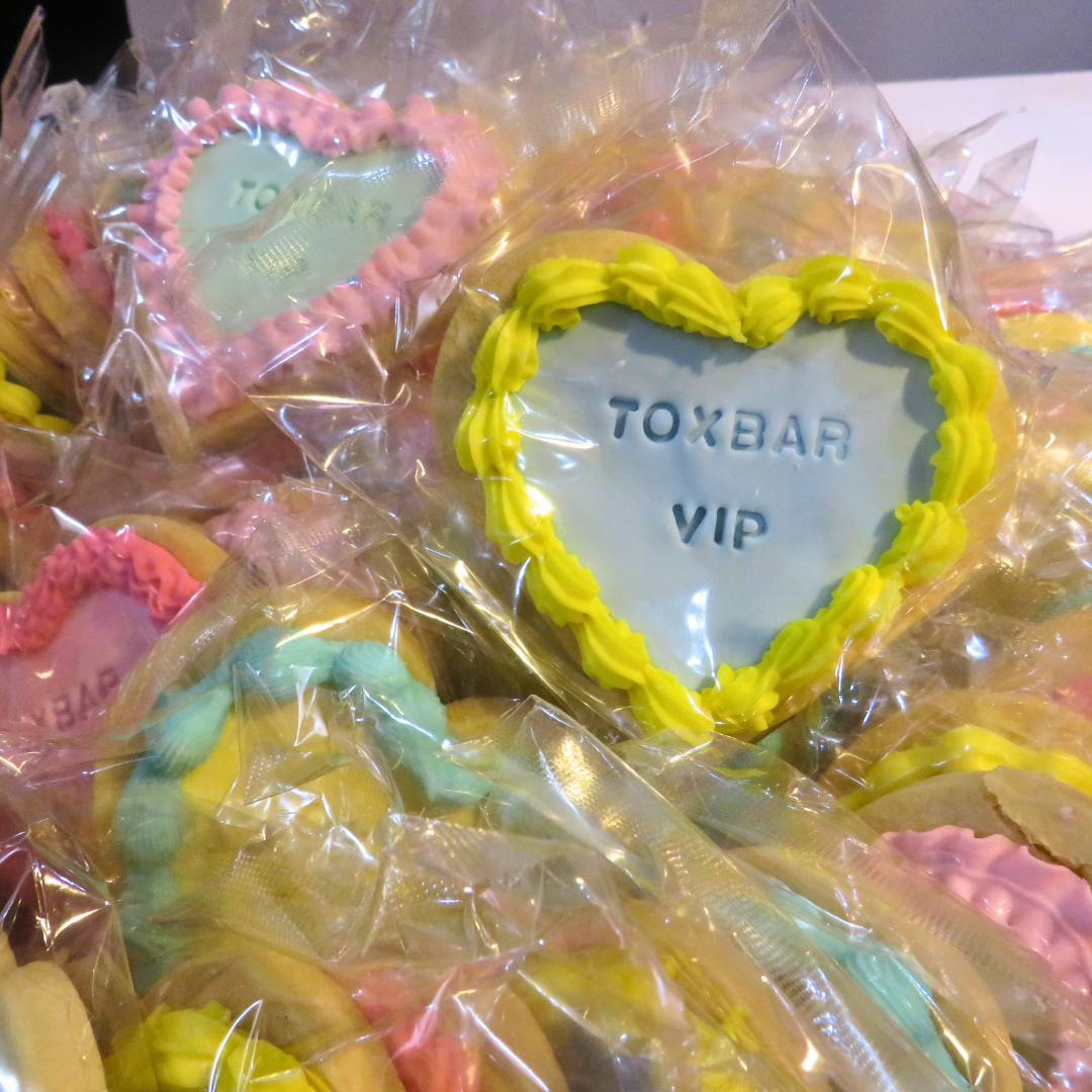 heart shaped biscuits with Tx Bar logo